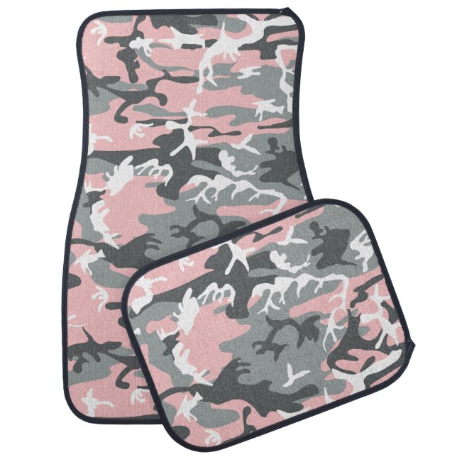 Pink and Gray Camouflage, Military, Army Car Floor Mat (Set)