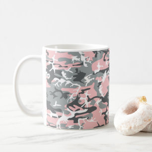 Pink and Gray Camouflage, Military, Army Coffee Mug