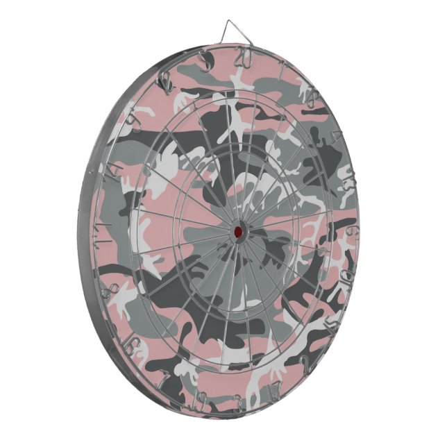 Pink and Gray Camouflage, Military, Army Dart Board (Front Left)