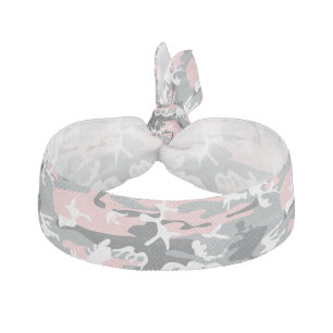 Pink and Gray Camouflage, Military, Army Elastic Hair Tie