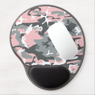 Pink and Gray Camouflage, Military, Army Gel Mouse Pad