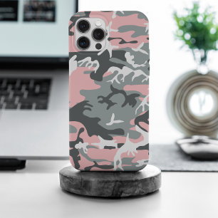 Pink and Gray Camouflage, Military, Army iPhone 15 Pro Max Case