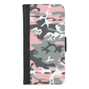 Pink and Gray Camouflage, Military, Army iPhone 8/7 Wallet Case