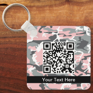 Pink and Gray Camouflage, Military, Army Keychain