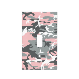 Pink and Gray Camouflage, Military, Army Light Switch Cover