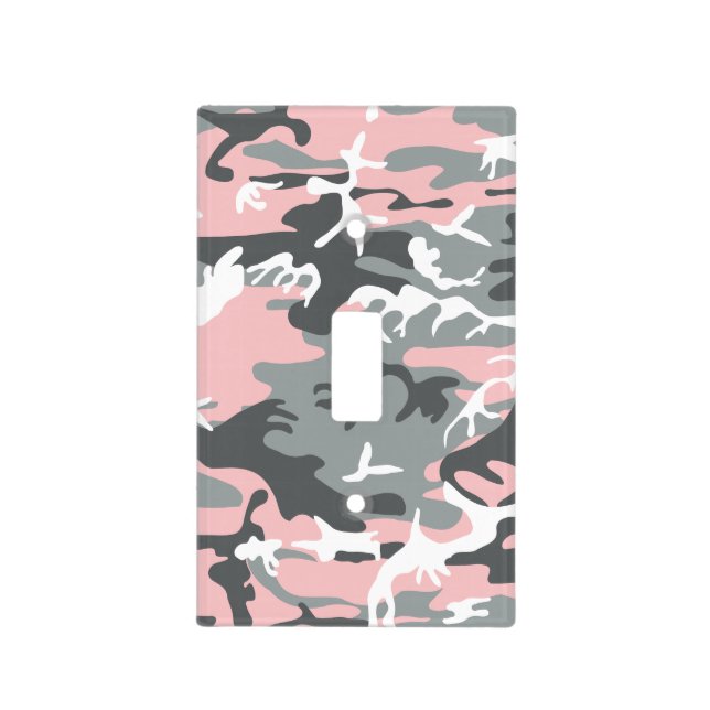 Pink and Gray Camouflage, Military, Army Light Switch Cover (Front)