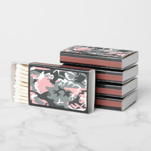 Pink and Gray Camouflage, Military, Army Matchboxes