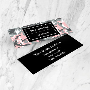 Pink and Gray Camouflage, Military, Army Mini Business Card