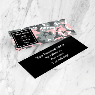 Pink and Gray Camouflage, Military, Army Mini Business Card