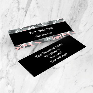 Pink and Gray Camouflage, Military, Army Mini Business Card