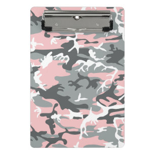 Pink and Gray Camouflage, Military, Army Mini Clipboard