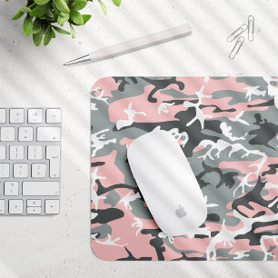 Pink and Gray Camouflage, Military, Army Mouse Pad