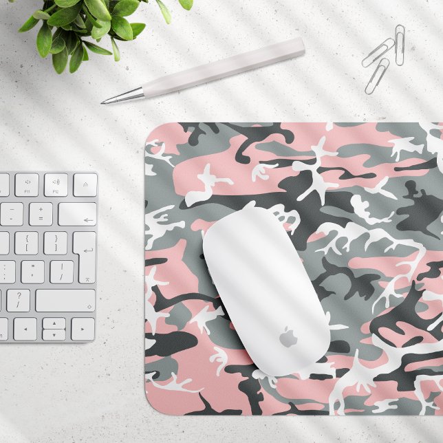 Pink and Gray Camouflage, Military, Army Mouse Pad (Creator Uploaded)
