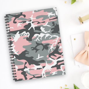 Pink and Gray Camouflage, Military, Army Notebook