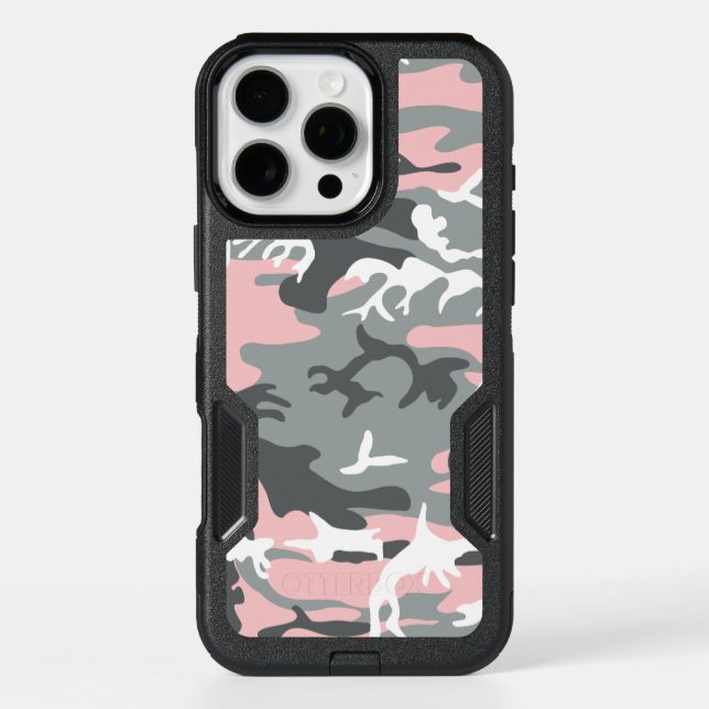 Pink and Gray Camouflage, Military, Army Otterbox iPhone Case (Back)