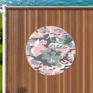 Pink and Gray Camouflage, Military, Army Outdoor Rug