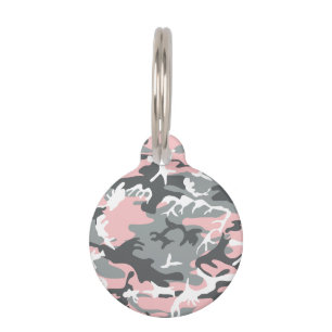 Pink and Gray Camouflage, Military, Army Pet ID Tag