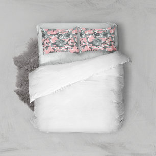 Pink and Gray Camouflage, Military, Army Pillow Case