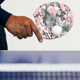 Pink and Gray Camouflage, Military, Army Ping Pong Paddle