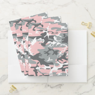 Pink and Gray Camouflage, Military, Army Pocket Folder