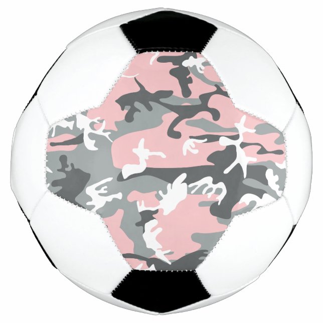 Pink and Gray Camouflage, Military, Army Soccer Ball (Front)