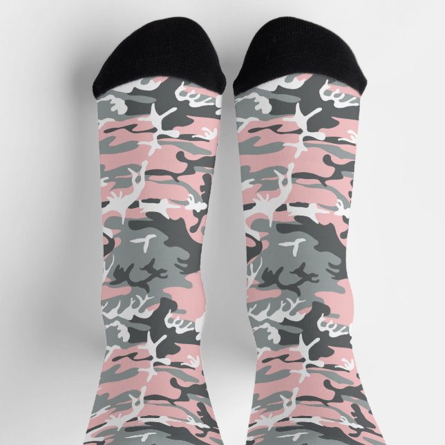Pink and Gray Camouflage, Military, Army Socks (Top)