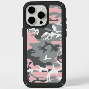 Pink and Gray Camouflage, Military, Army iPhone 15 Pro Max Case