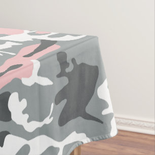 Pink and Gray Camouflage, Military, Army Tablecloth