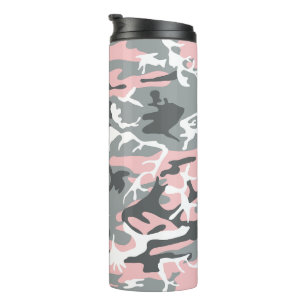 Pink and Gray Camouflage, Military, Army Thermal Tumbler