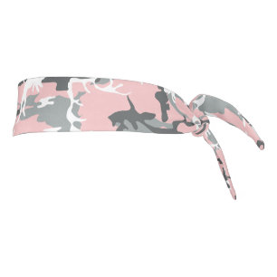 Pink and Gray Camouflage, Military, Army Tie Headband
