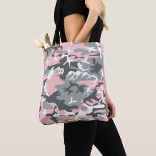 Pink and Gray Camouflage, Military, Army Tote Bag