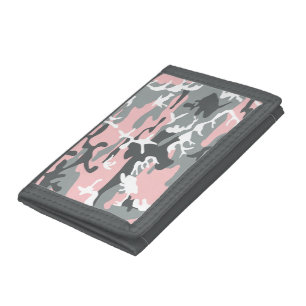Pink and Gray Camouflage, Military, Army Trifold Wallet