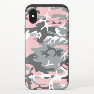 Pink and Gray Camouflage, Military, Army iPhone XS Slider Case