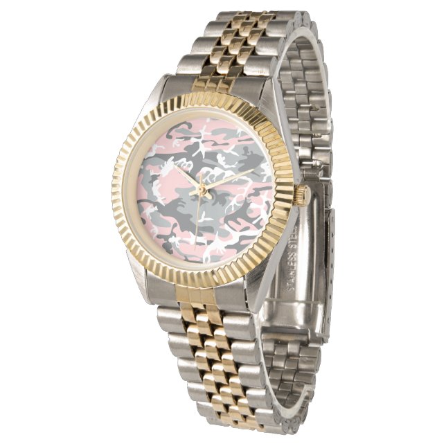 Pink and Gray Camouflage, Military, Army Watch (Angled)