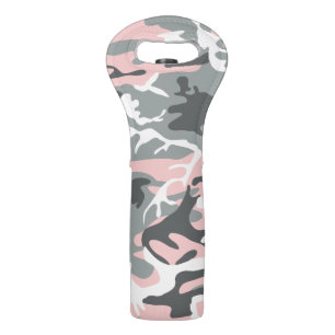 Pink and Gray Camouflage, Military, Army Wine Bag