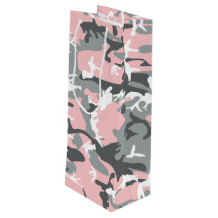 Pink and Gray Camouflage, Military, Army Wine Gift Bag