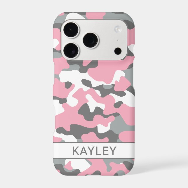 Pink and Gray Camouflage Personalized Case-Mate iPhone Case (Back)