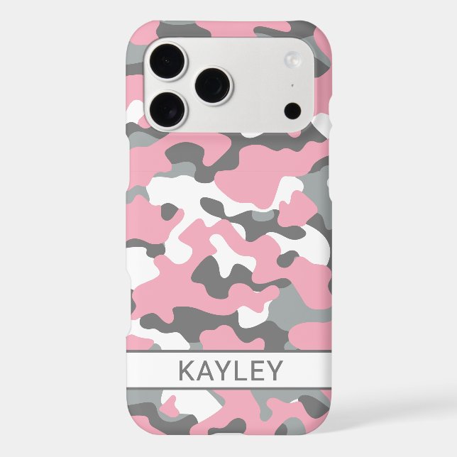 Pink and Gray Camouflage Personalized Case-Mate iPhone Case (Back)