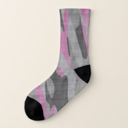 Pink and Gray Camouflage Socks