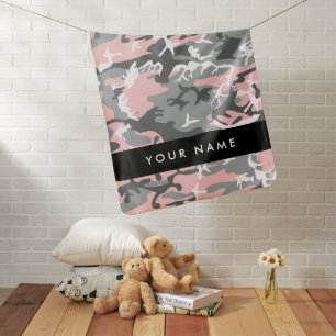 Pink and Gray Camouflage Your name Personalize Baby Blanket