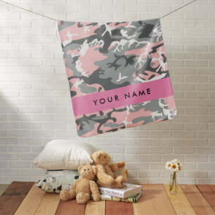 Pink and Gray Camouflage Your name Personalize Baby Blanket