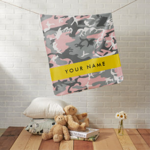 Pink and Gray Camouflage Your name Personalize Baby Blanket