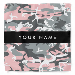 Pink and Gray Camouflage Your name Personalize Bandana