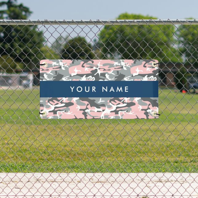 Pink and Gray Camouflage Your name Personalize Banner (Insitu)