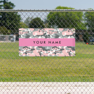 Pink and Gray Camouflage Your name Personalize Banner