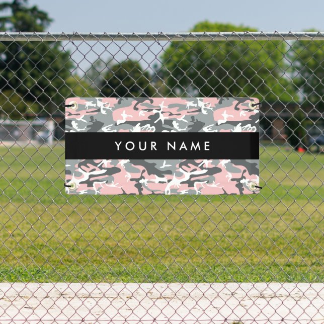 Pink and Gray Camouflage Your name Personalize Banner (Insitu)