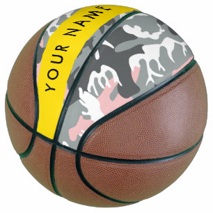 Pink and Gray Camouflage Your name Personalize Basketball