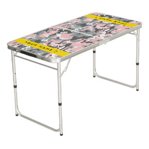 Pink and Gray Camouflage Your name Personalize Beer Pong Table