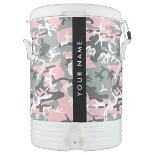 Pink and Gray Camouflage Your name Personalize Beverage Cooler