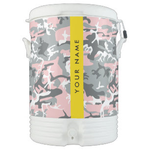 Pink and Gray Camouflage Your name Personalize Beverage Cooler